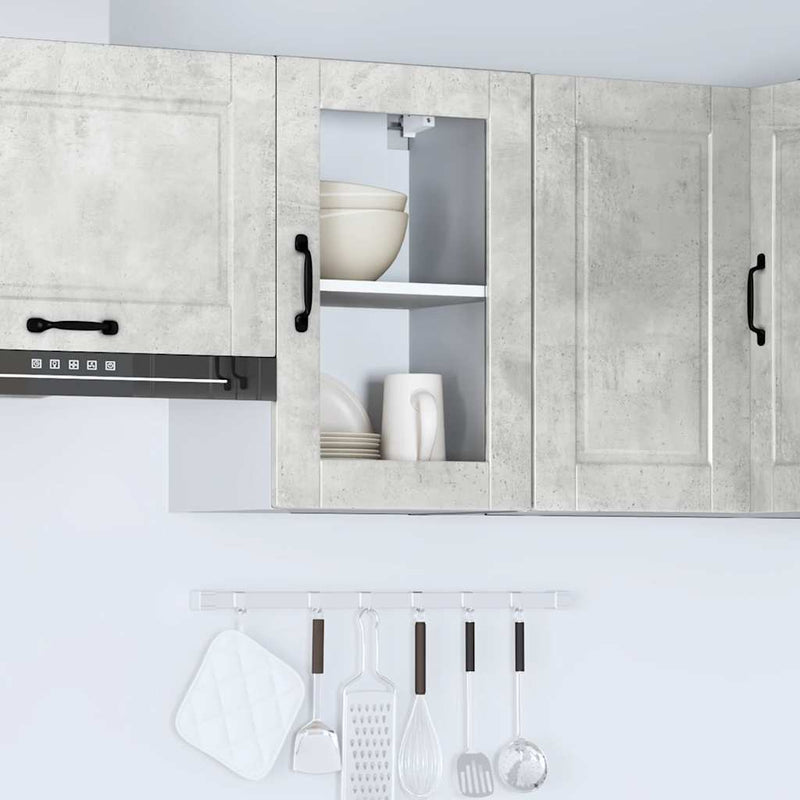 Kitchen Wall Cabinet with Glass Door?Porto Concrete Grey