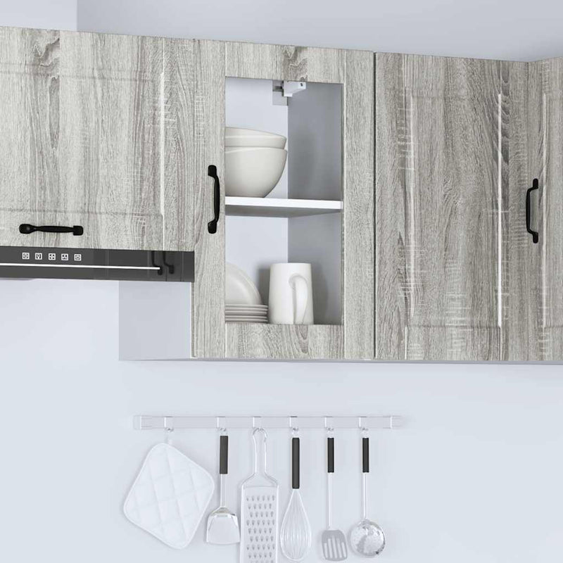 Kitchen Wall Cabinet with Glass Door?Porto Grey Sonoma