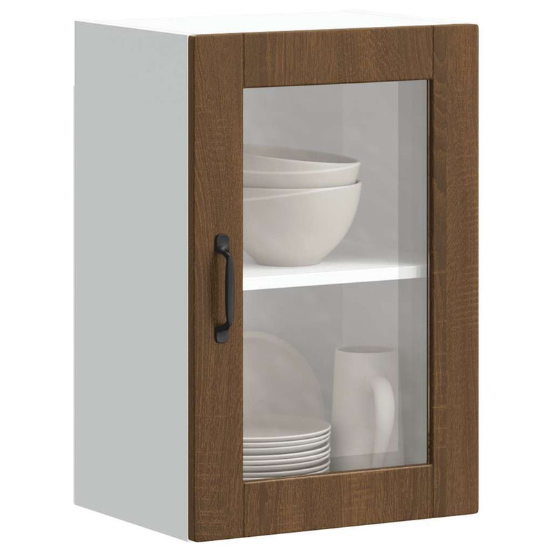 Kitchen Wall Cabinet with Glass Door?Porto Brown Oak