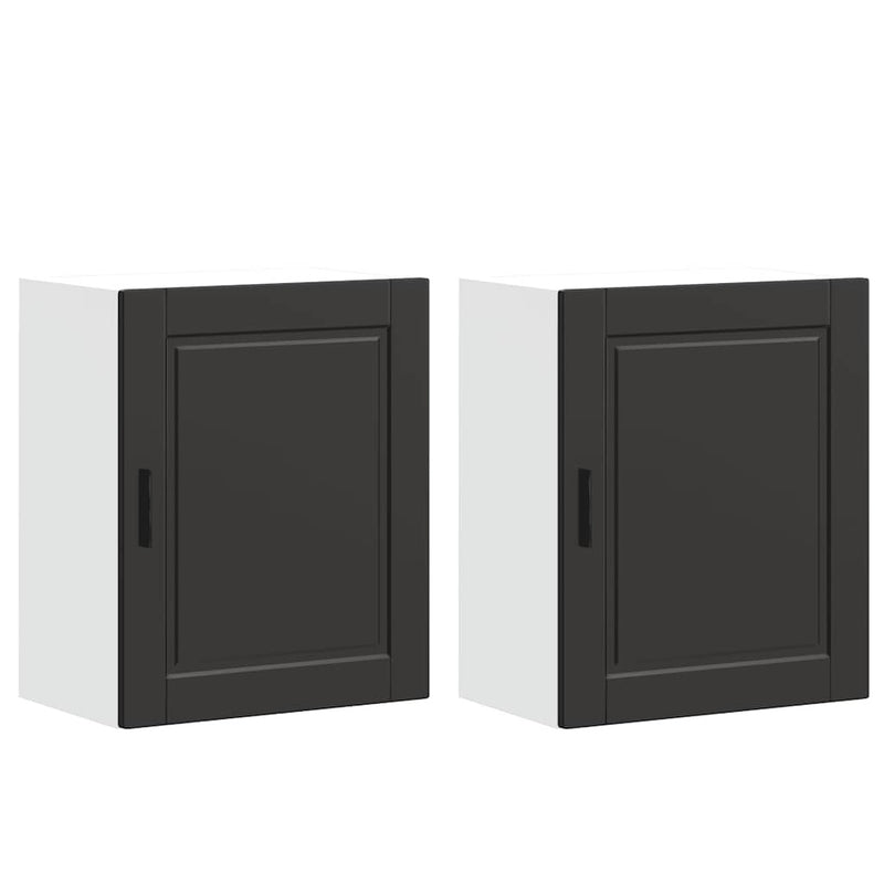 Kitchen Wall Cabinets 2 pcs?Porto Black Engineered Wood