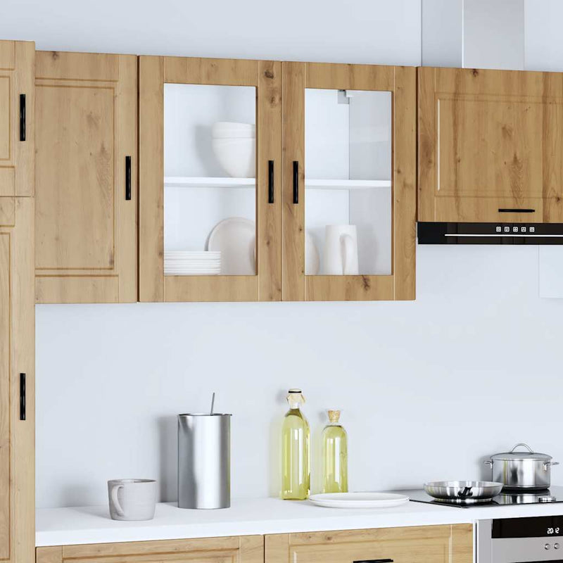 Kitchen Wall Cabinet with Glass Door Porto Artisan Oak