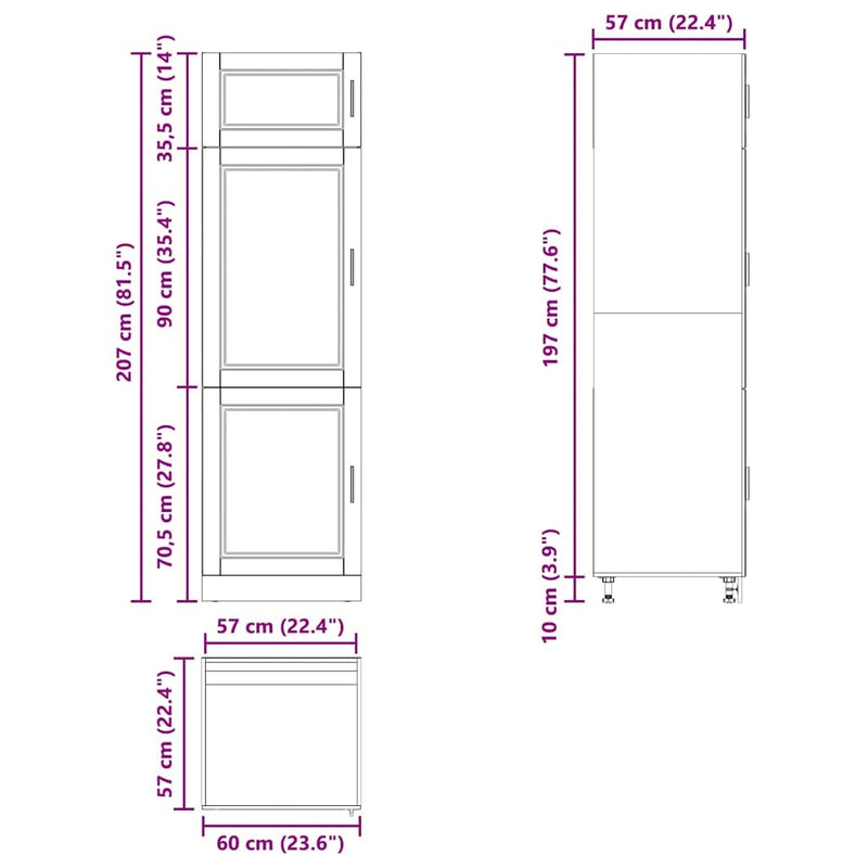 Kitchen Cupboard "Porto" Black Engineered Wood