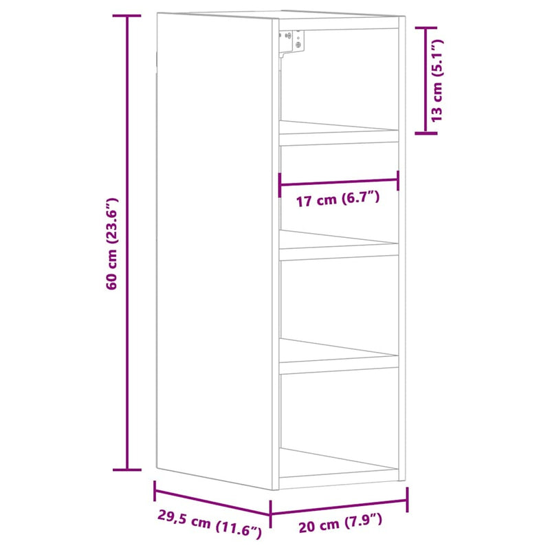 Hanging Cabinet Smoked Oak 20x29.5x60 cm Engineered Wood