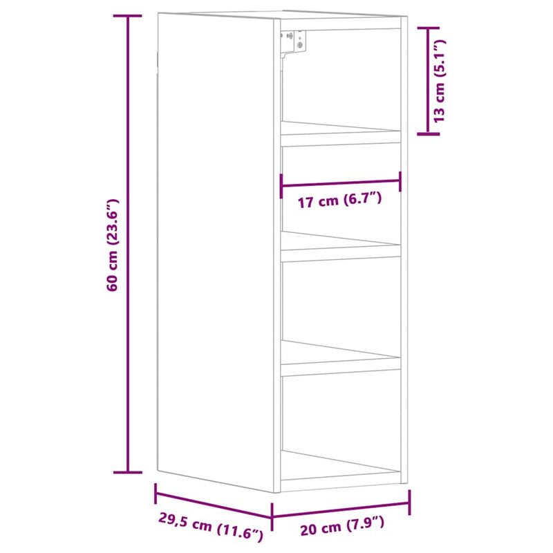 Hanging Cabinet Old Wood 20x29.5x60 cm Engineered Wood