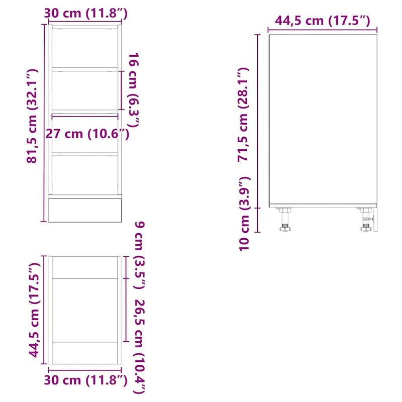 Bottom Cabinet Concrete Grey 30x44,5x81,5 cm Engineered Wood