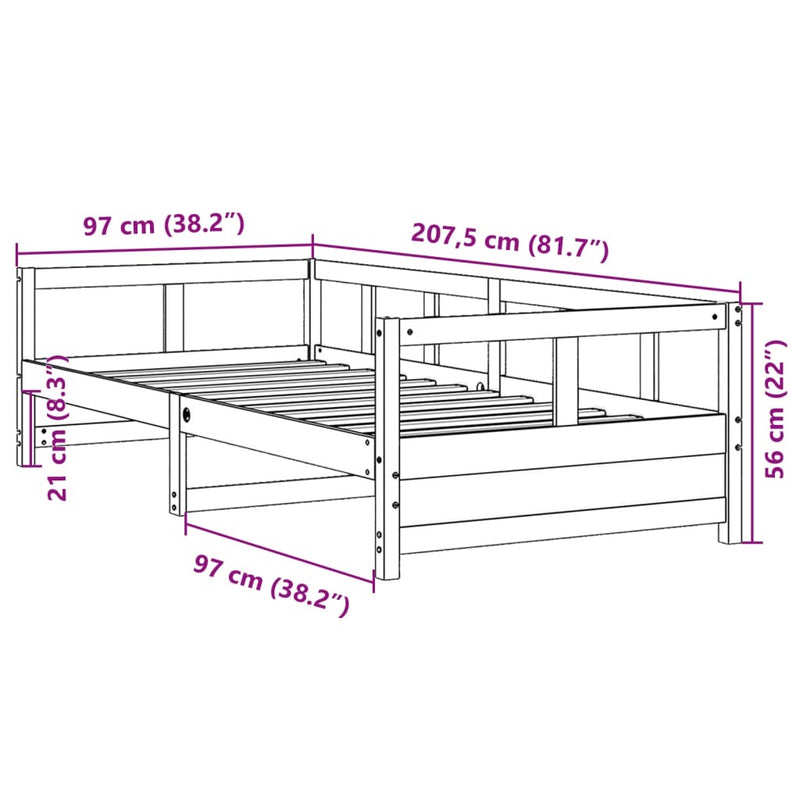 Daybed without Mattress Wax Brown 90x200 cm Solid Wood Pine