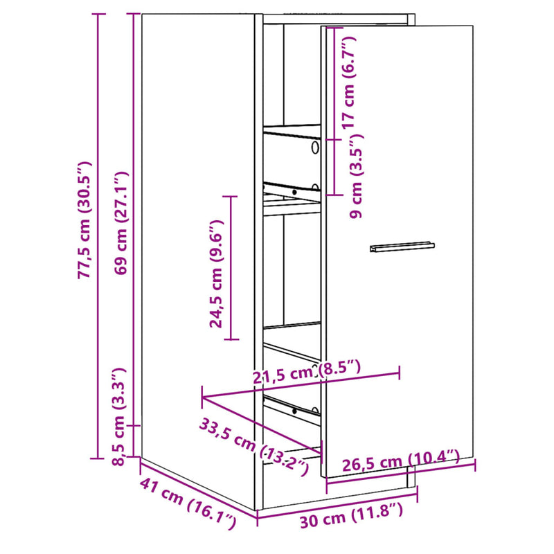 Apothecary Cabinet Old Wood 30x41x77.5 cm Engineered Wood