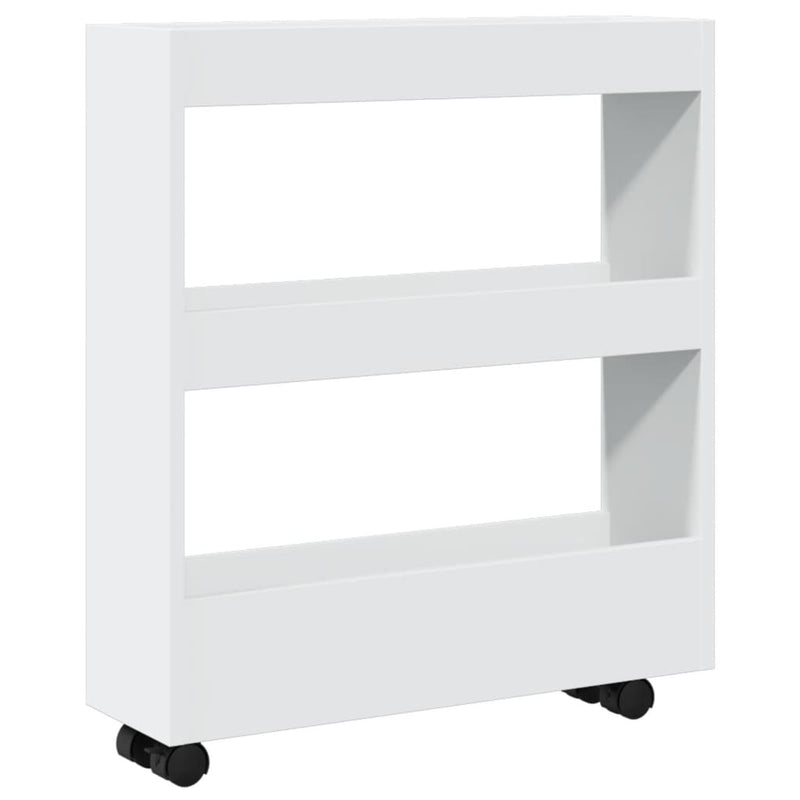 Narrow Storage Trolley 3 Tier White Engineered Wood