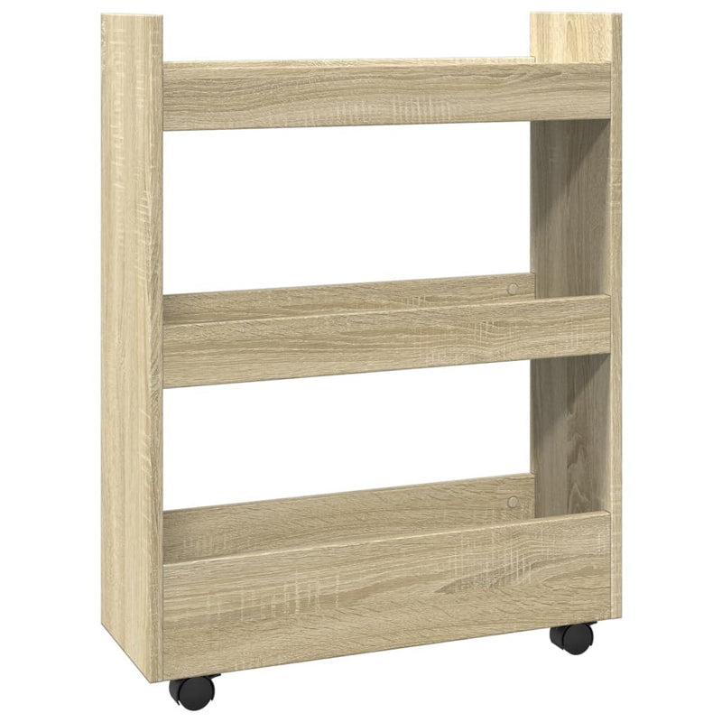 Narrow Storage Trolley 3 Tier Sonoma Oak Engineered Wood