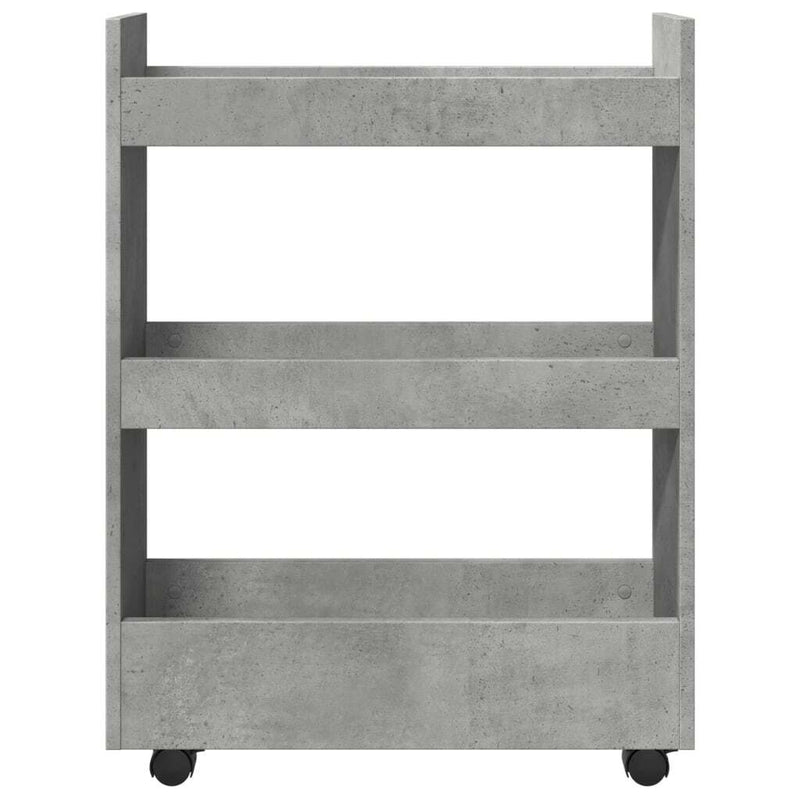 Narrow Storage Trolley 3 Tier Concrete Grey Engineered Wood