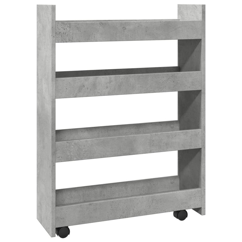 Narrow Storage Trolley 4 Tier Concrete Grey Engineered Wood