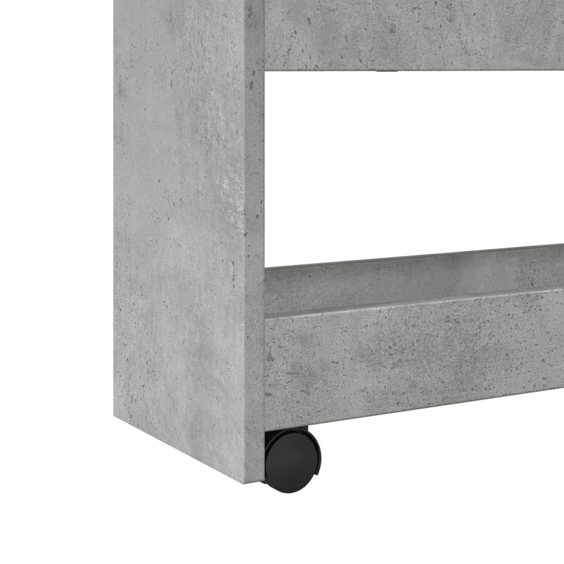 Narrow Storage Trolley 4 Tier Concrete Grey Engineered Wood