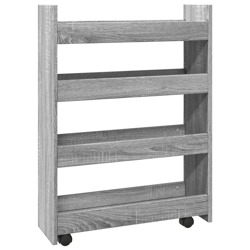 Narrow Storage Trolley 4 Tier Grey Sonoma Engineered Wood