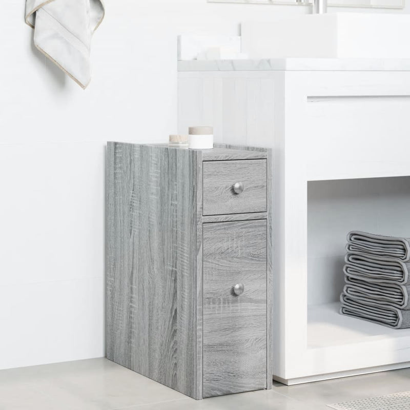 Narrow Bathroom Cupboard with Wheels Grey Sonoma Engineered Wood