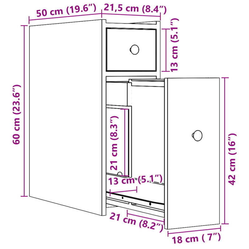 Narrow Bathroom Cupboard with Wheels Grey Sonoma Engineered Wood