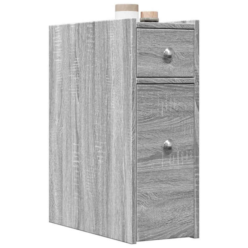 Narrow Bathroom Cupboard with Wheels Grey Sonoma Engineered Wood