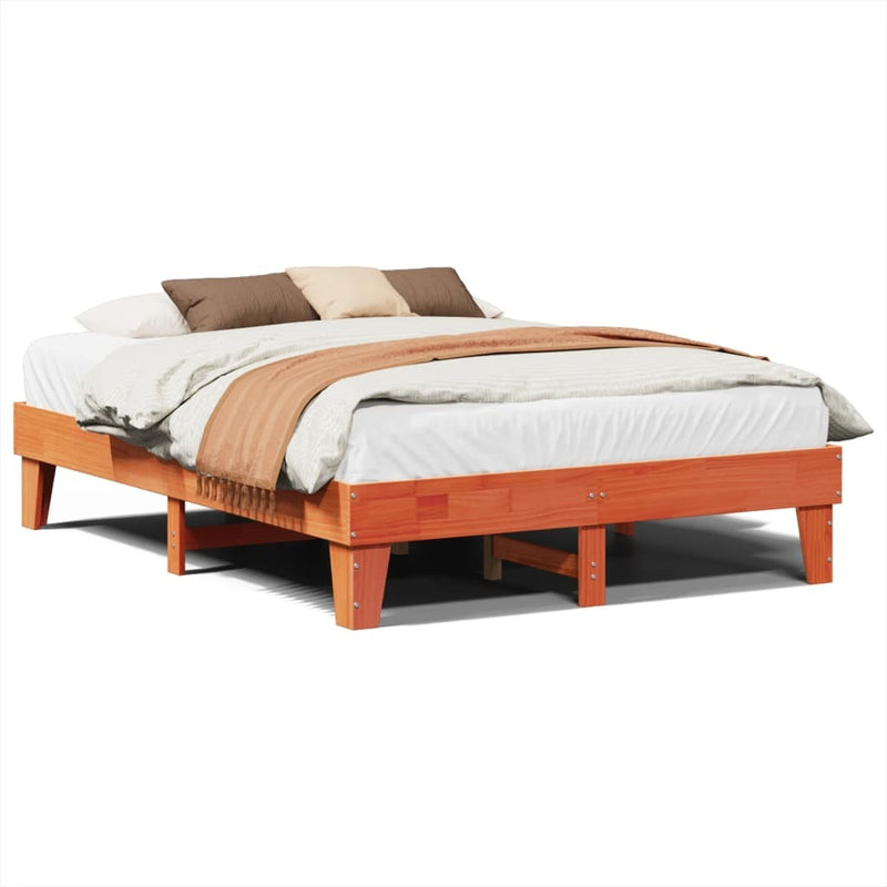 Bed Frame without Mattress Wax Brown 140x190 cm Solid Wood Pine