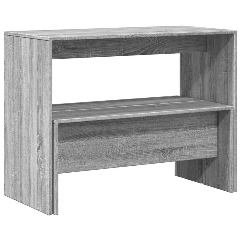 3 Piece Dining Table and Bench set Grey Sonoma Engineered Wood