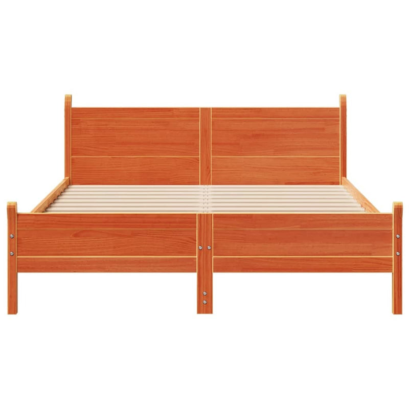 Bed Frame without Mattress Wax Brown 135x190 cm Double Solid Wood Pine