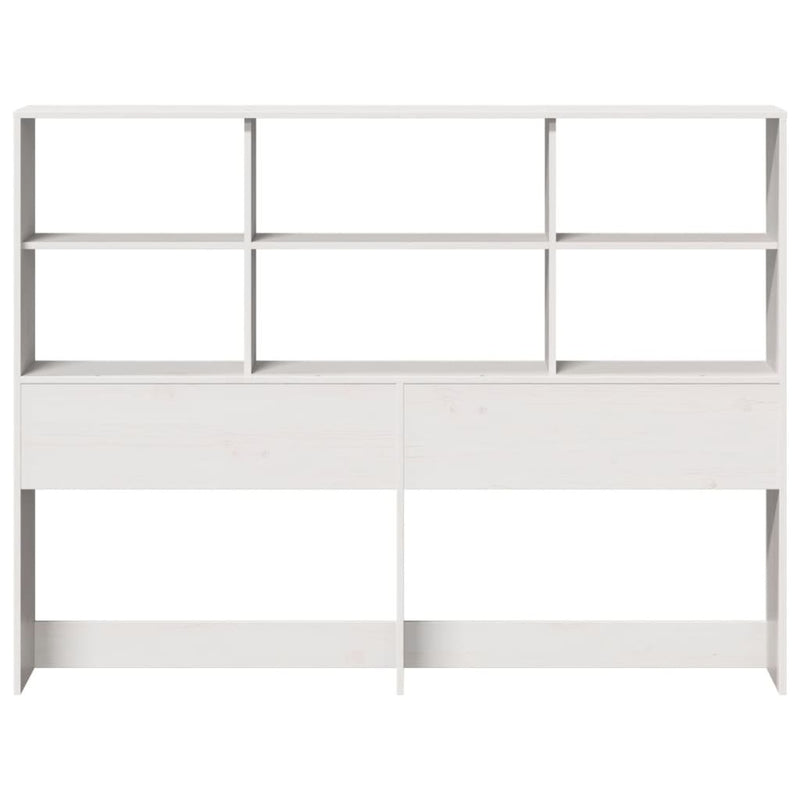 Headboard with Storage White 135 cm Solid Wood Pine