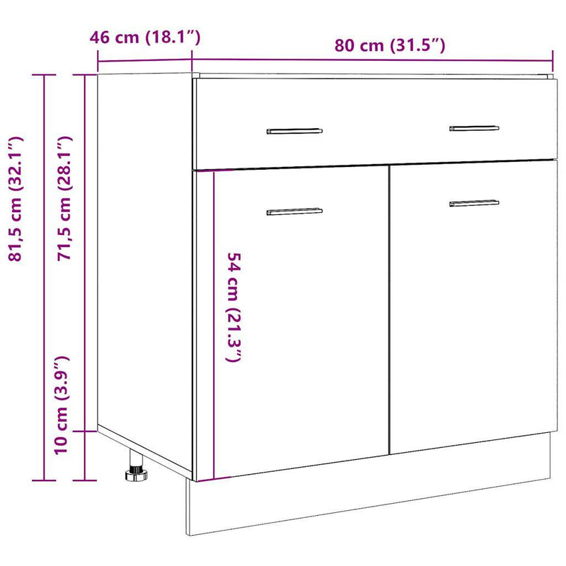 Drawer Bottom Cabinet Artisan Oak 80x46x81.5 cm Engineered Wood