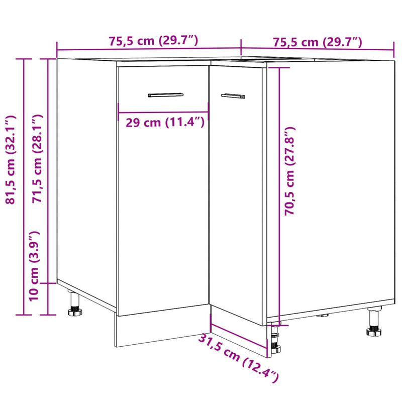 Kitchen Cabinet Old Wood 75.5x75.5x81.5 cm Engineered Wood