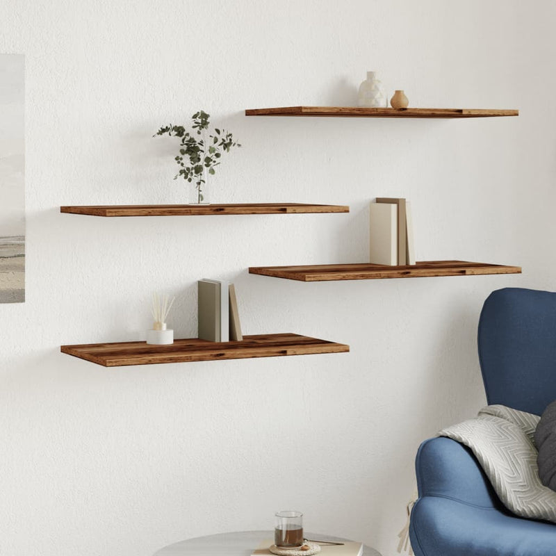 Wall Shelves 4 pcs Old Wood 60x30x1.5 cm Engineered Wood