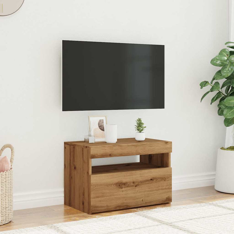 TV Cabinet with LED Lights Artisan Oak 60x35x40 cm Engineered Wood