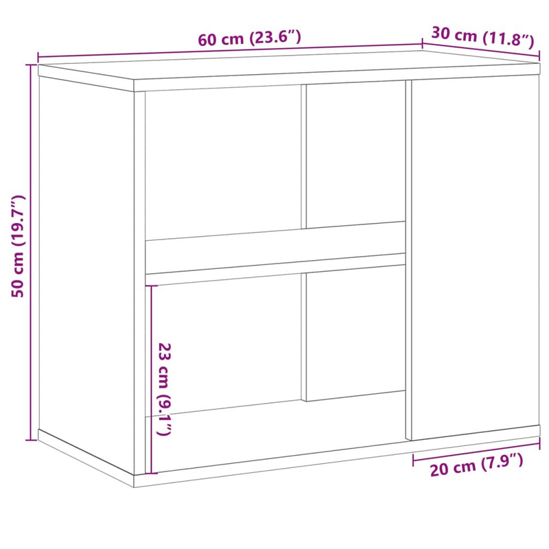 Side Cabinet Artisan Oak 60x30x50 cm Engineered Wood