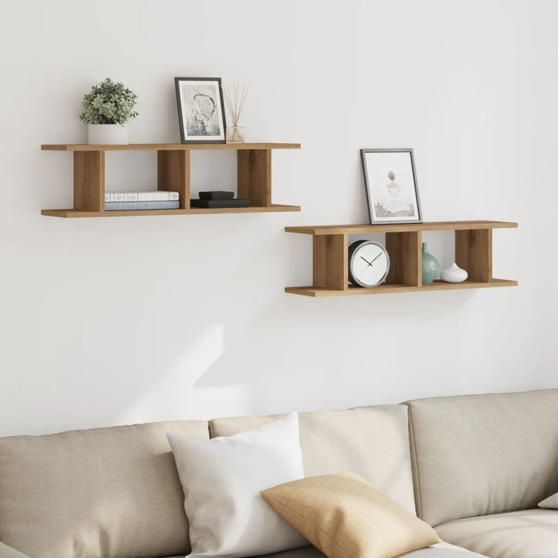 Wall Shelves 2 pcs Artisan Oak 75x18x20 cm Engineered Wood