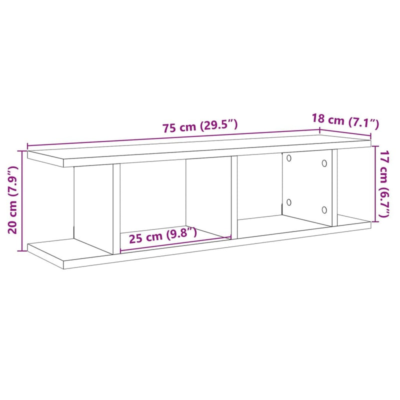 Wall Shelves 2 pcs Artisan Oak 75x18x20 cm Engineered Wood