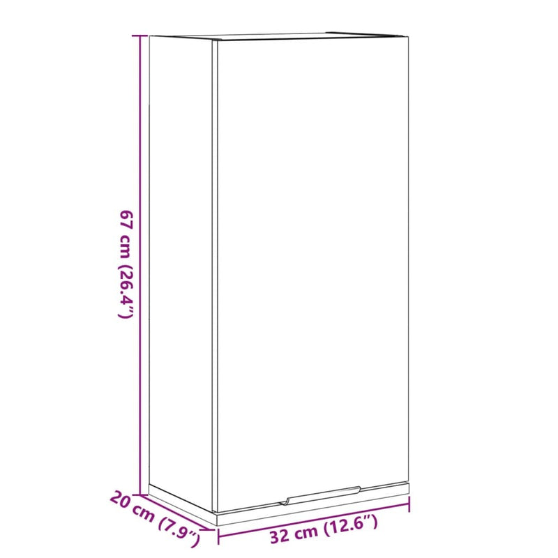 Wall-mounted Bathroom Cabinet Old Wood 32x20x67 cm