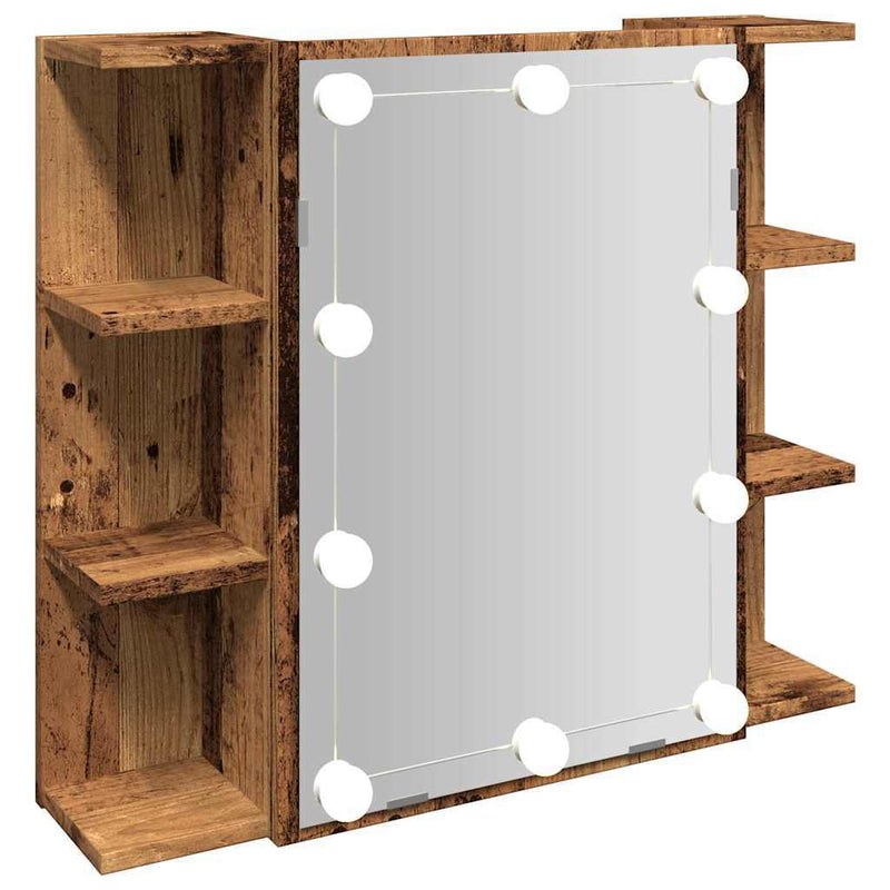 Mirror Cabinet with LED Old Wood 70x16.5x60 cm