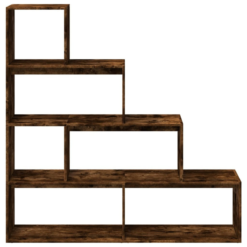 Room Divider Bookcase 4-Tier Smoked Oak 143.5x29x143.5 cm Engineered Wood