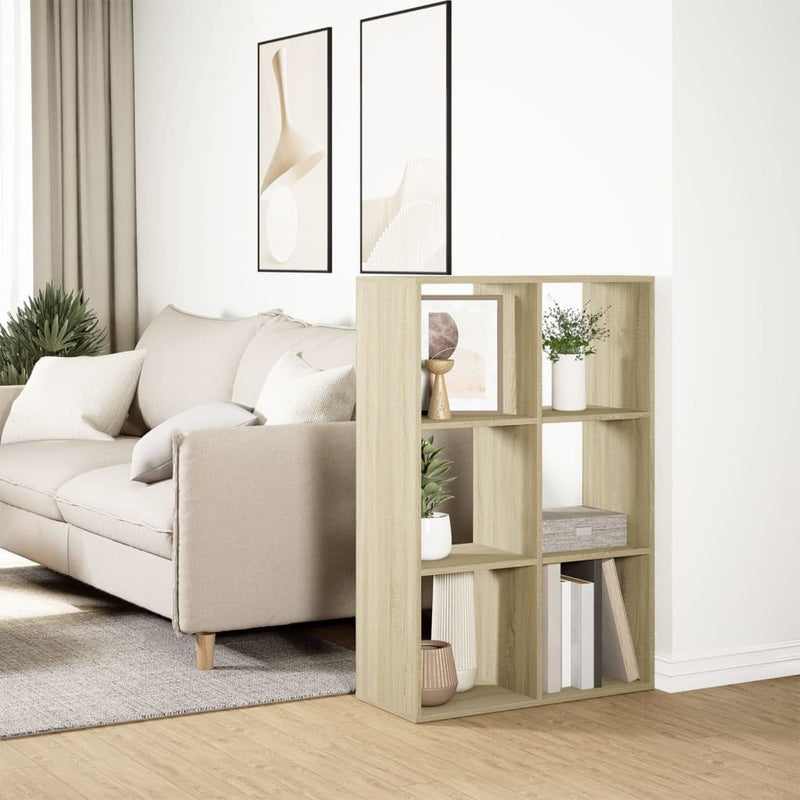 Room Divider Bookcase Sonoma Oak 69.5x29x103.5 cm Engineered Wood