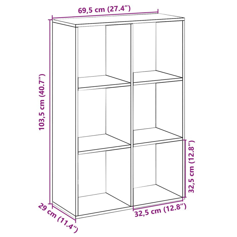 Room Divider Bookcase Sonoma Oak 69.5x29x103.5 cm Engineered Wood