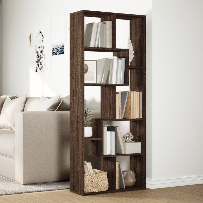 Room Divider Bookcase Brown Oak 67x25x161.5 cm Engineered Wood