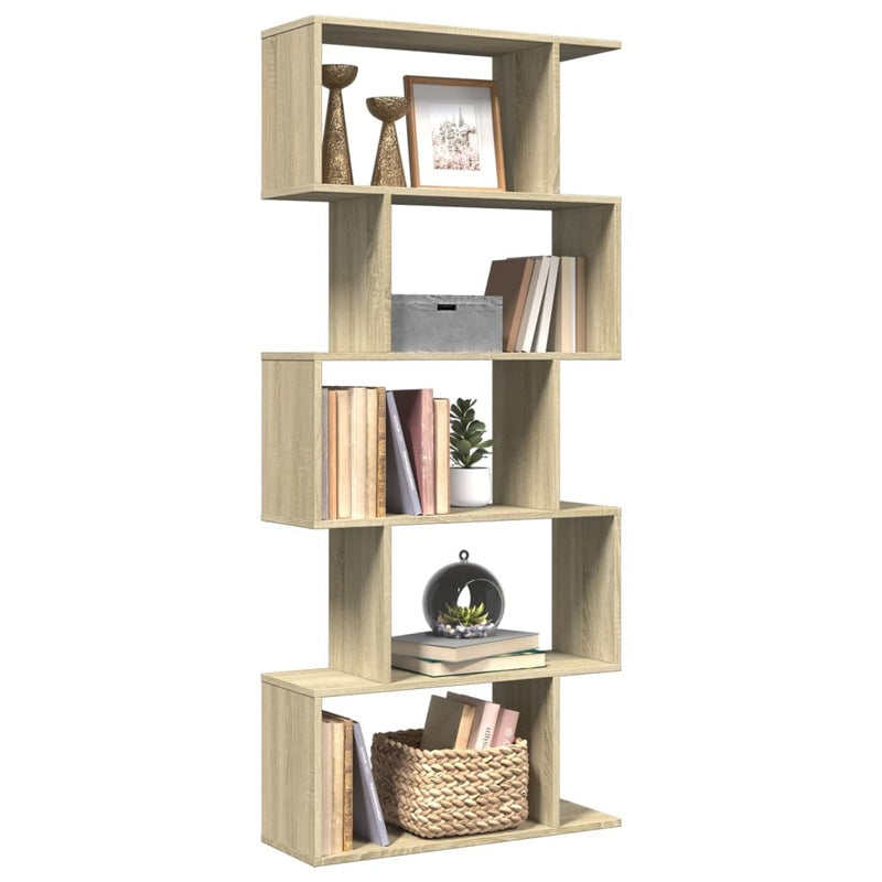 Room Divider Bookcase 5-Tier Sonoma Oak 70x24x161 cm Engineered Wood