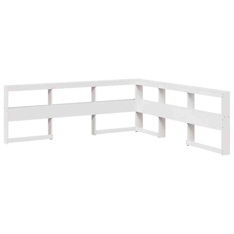 Bookcase Headboard L-Shaped White 200 cm Solid Wood Pine