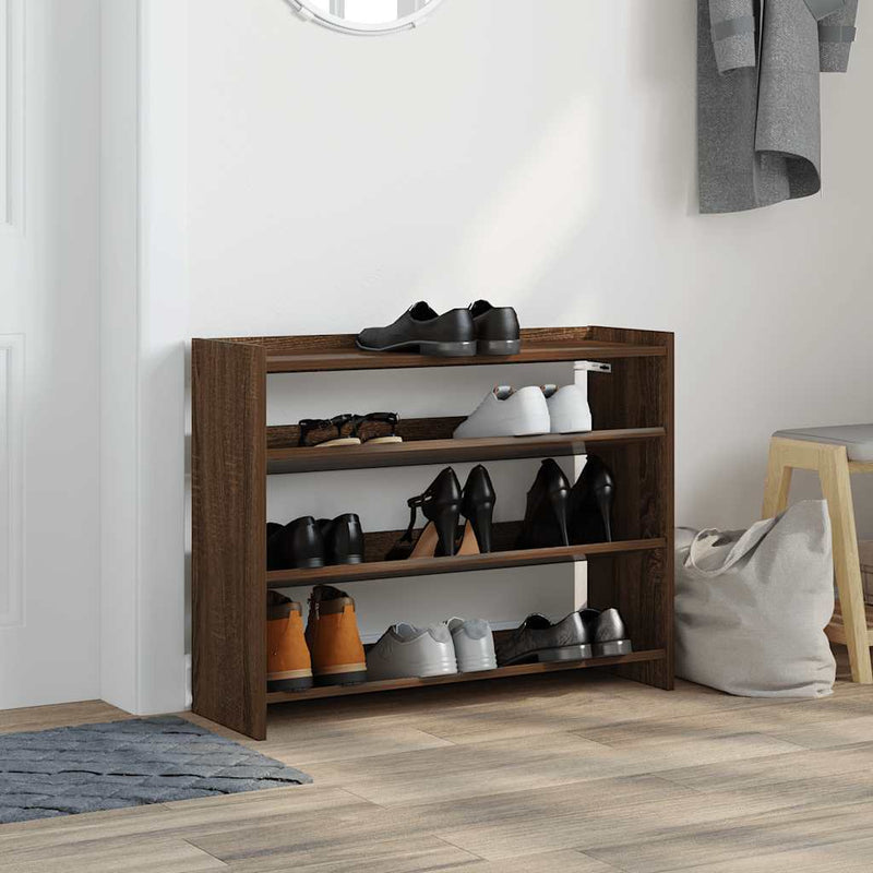 Shoe Rack Brown Oak 80x25x62 cm Engineered Wood