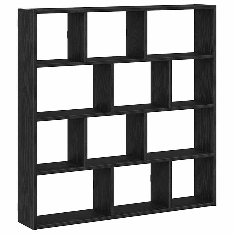 Wall Cube Shelf 12 Compartments Black Engineered Wood