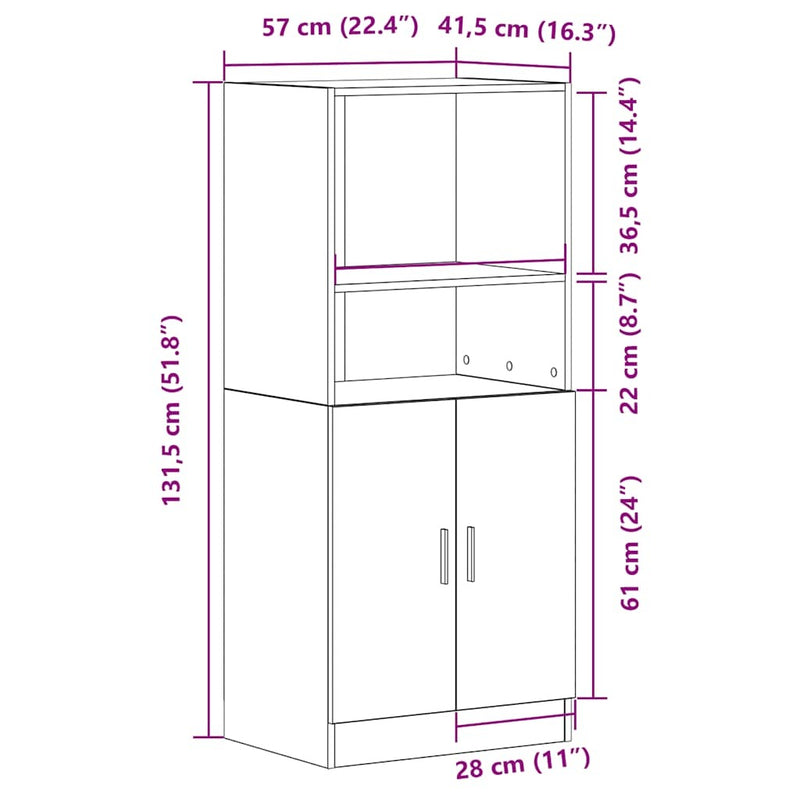 Kitchen Cabinet Sonoma Oak 57x41.5x131.5 cm Engineered Wood