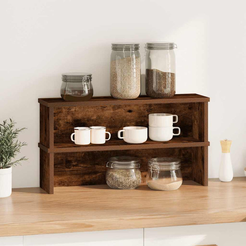 Kitchen Racks Stackable 2 pcs Smoked Oak 50x15x16 cm