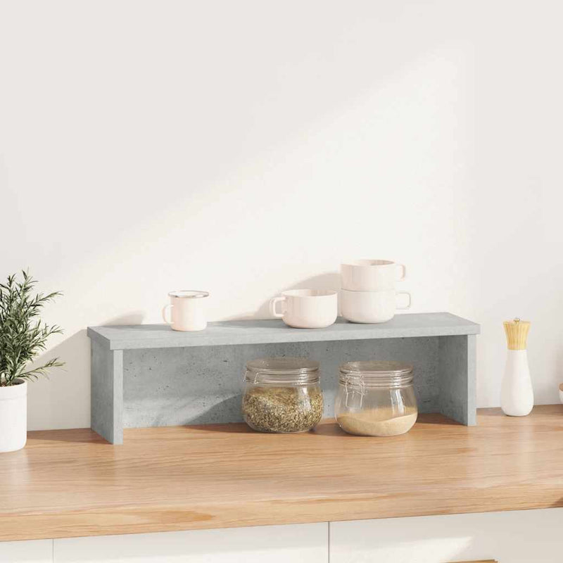 Kitchen Rack Stackable Concrete Grey 60x15x16 cm Engineered Wood