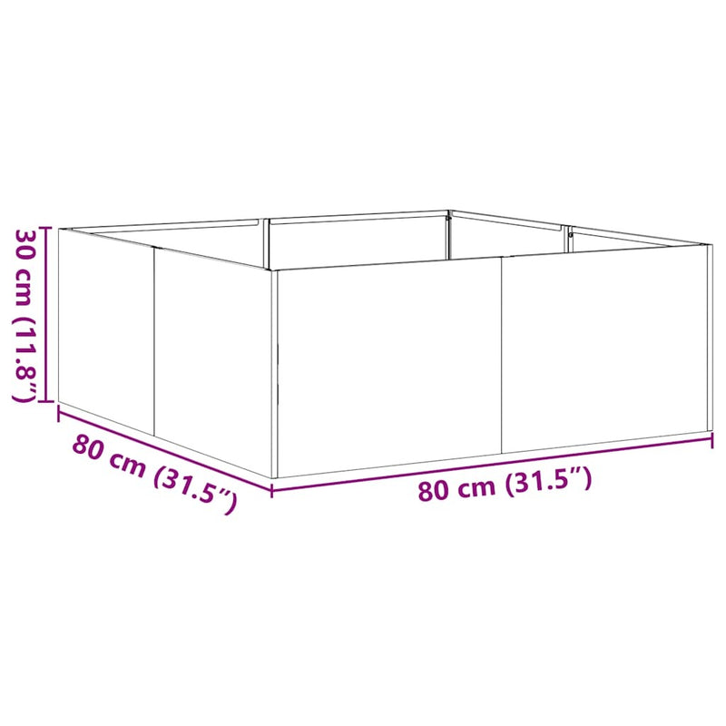 Planter White 80x80x30 cm Steel