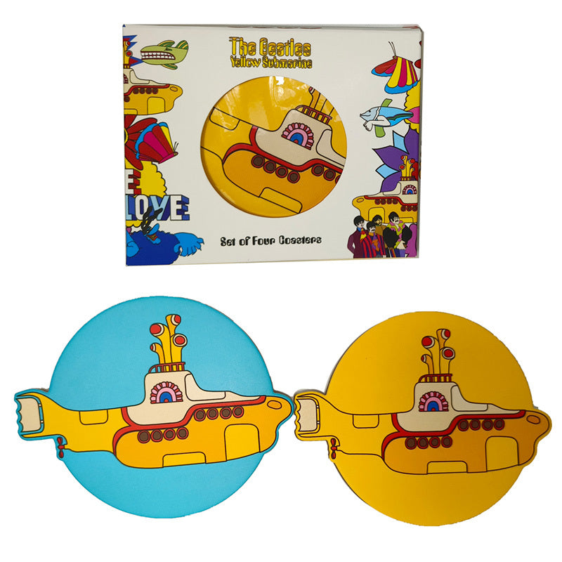 Set of 4 Cork Novelty Coasters - The Beatles Yellow Submarine