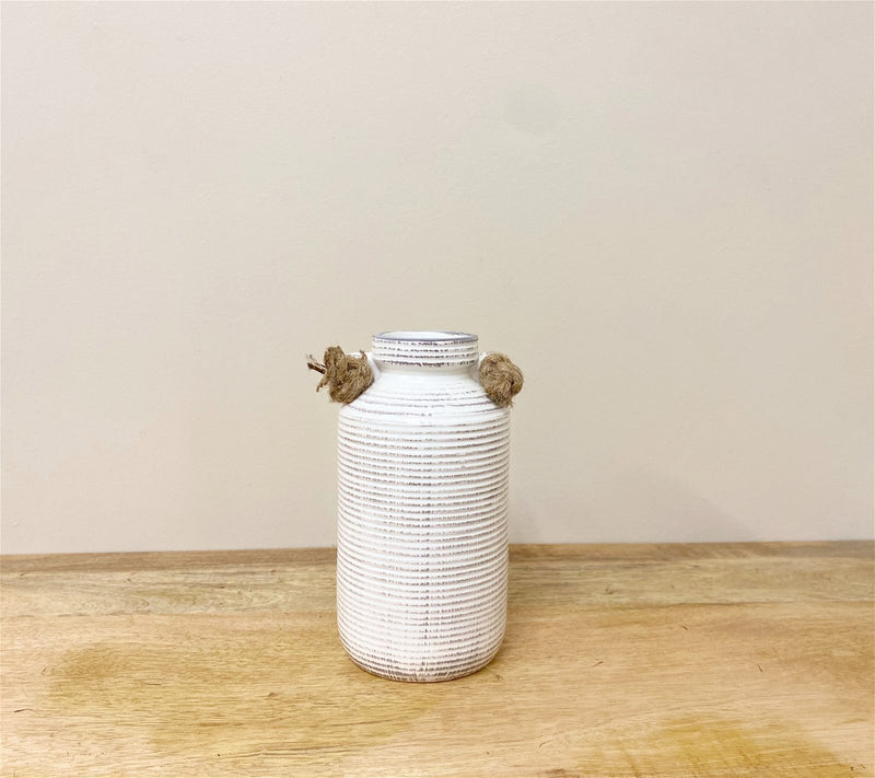 Small Stone Vase with Rope Handle