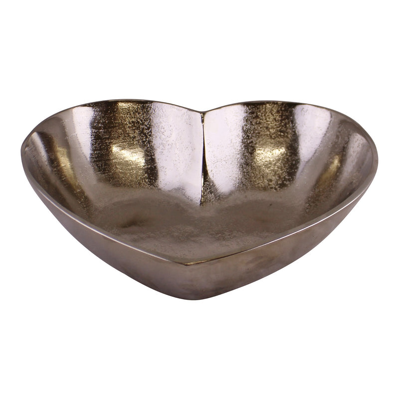 Silver Metal Heart Shaped Decorative Bowl