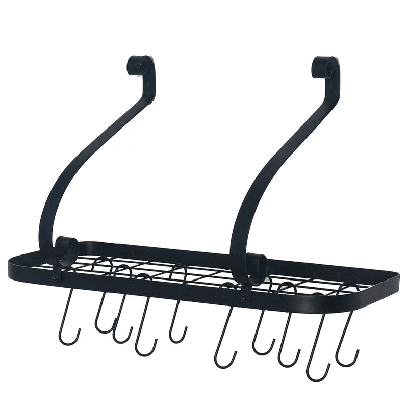 Wall Mount Pot Pan Rack with 10 Hooks(Black)