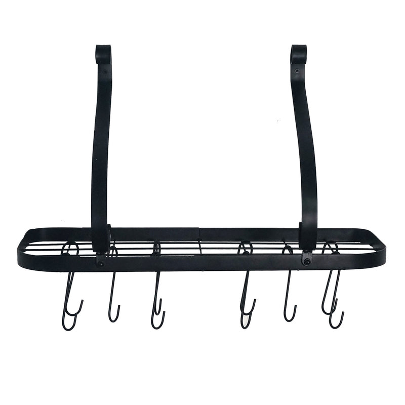 Wall Mount Pot Pan Rack with 10 Hooks(Black)